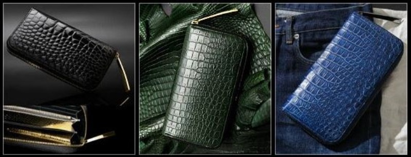 池田工芸の3種類のクロコダイルの長財布